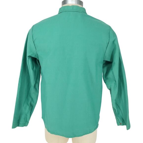 Proban FR-7A Shirt Jacket Mens Large Flame Resistant Green Snaps Long Sleeve - Picture 3 of 14